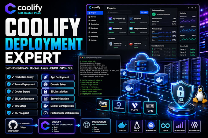 deploy, configure and troubleshoot coolify on vps, docker and cloud servers