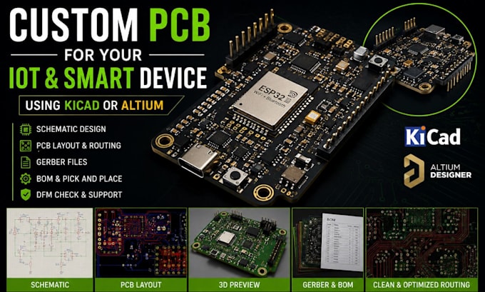 design a custom pcb for your iot and smart device using kicad or altium