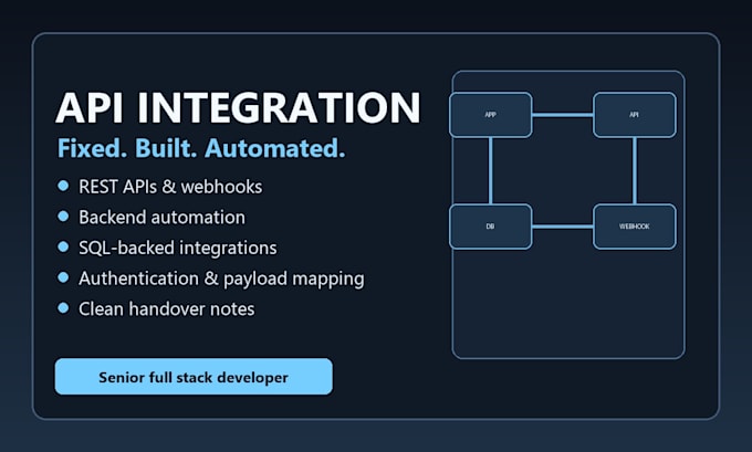 fix or build your API integration and backend automation