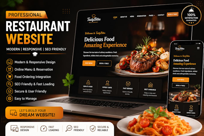 design a modern restaurant, cafe, or bakery website