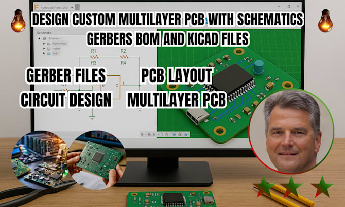 design multilayer pcb with schematics gerber bom and kicad files