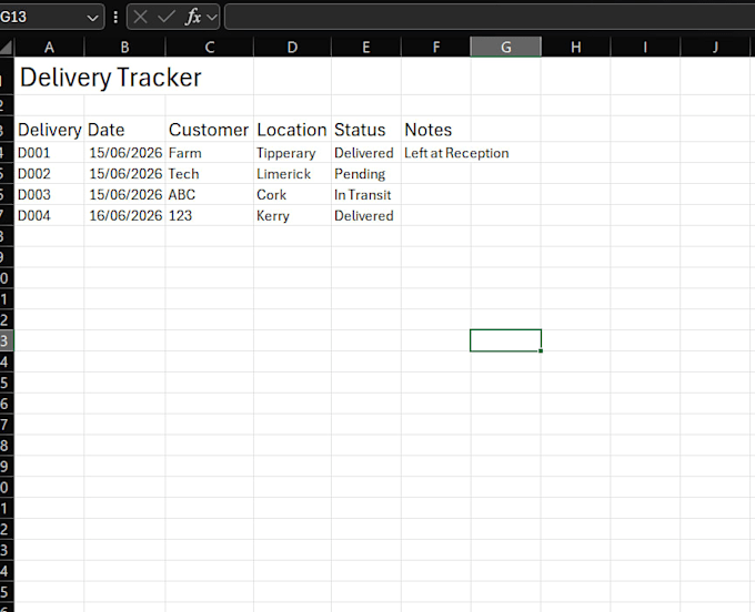 create professional logistics and delivery tracking spreadsheets