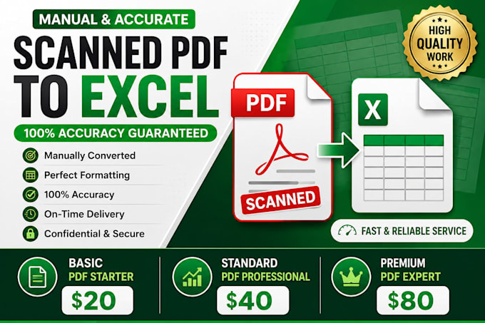 manually convert scanned PDF to excel