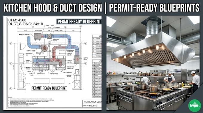 kitchen ventilation hood and restaurant permit drawings