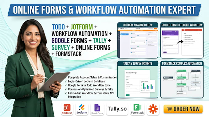 do jotform workflow automation googleform tally survey online forms formstack