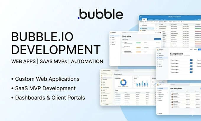 develop bubble io website, build bubble app, bubble crm, bubble saas, bubble io
