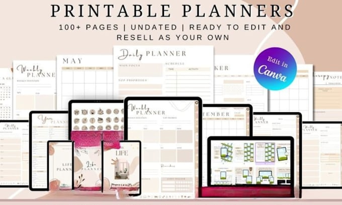 daily planner, printable planners and journals
