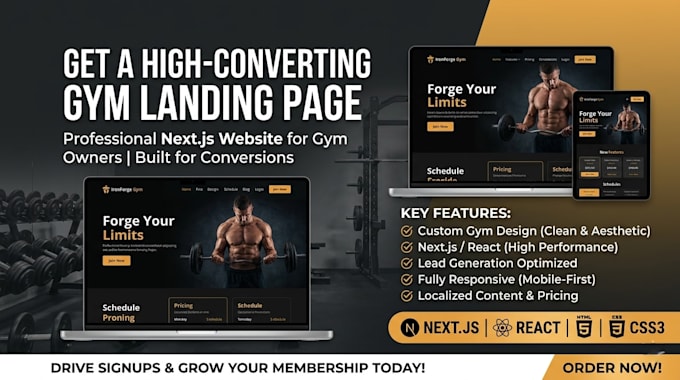 build a modern gym landing page using next js