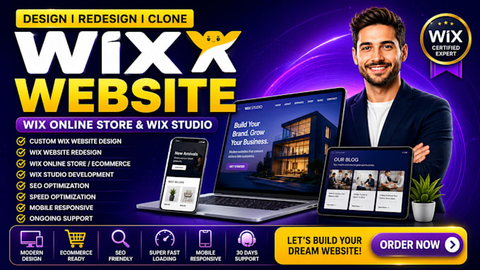 wix website design, redesign wix website, wix online store, wix studio