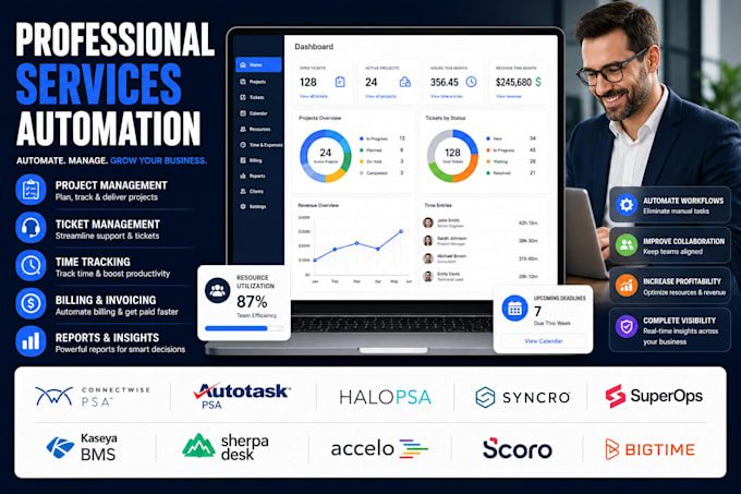 setup professional services automation connectwise psa autotask psa halopsa