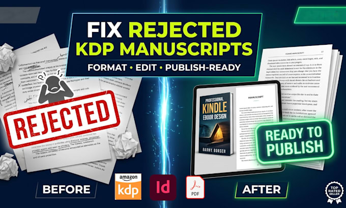 fix your rejected KDP manuscript and reformat it for first publishing app