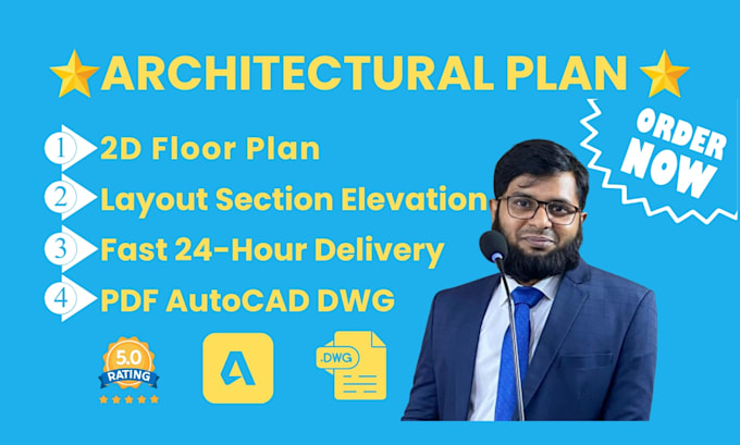 draw 2d autocad floor plan section, elevation PDF to dwg