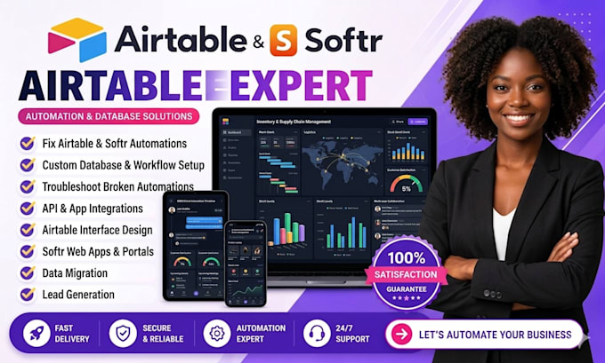 setup airtable CRM, airtable database, airtable automation, softr expert