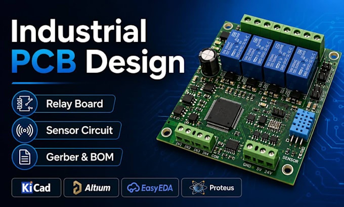 industrial control pcb design, relay board, sensor circuit, gerber and bom