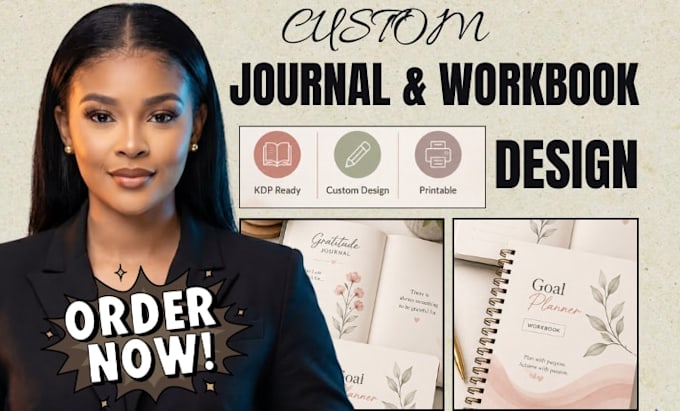 design stunning journal, workbook, planner, or ebook for KDP