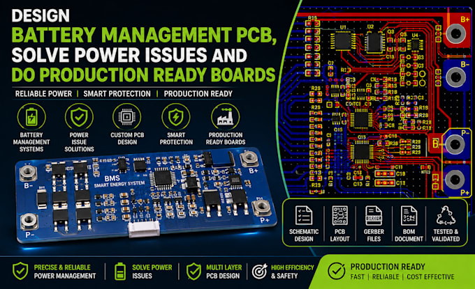 design battery management pcb, solve power issues and do production ready boards