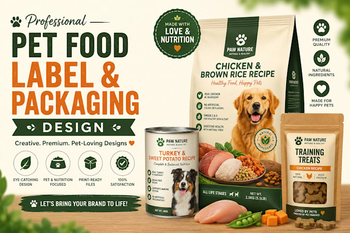 design professional pet food labels and packaging