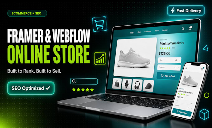 build framer or webflow ecommerce website with seo optimization