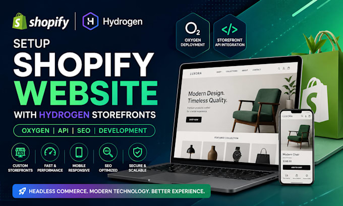 setup shopify website with hydrogen storefronts oxygen API SEO development