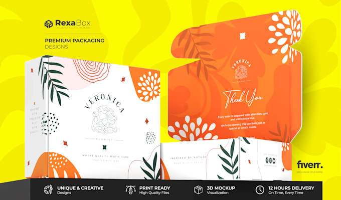 design box design, product packaging design, mailer box with 3d mockup