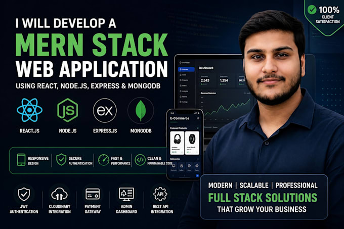 develop a responsive mern stack web application with react and nodejs