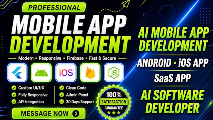 do ai mobile app development, android IOS app, saas app, ai software developer