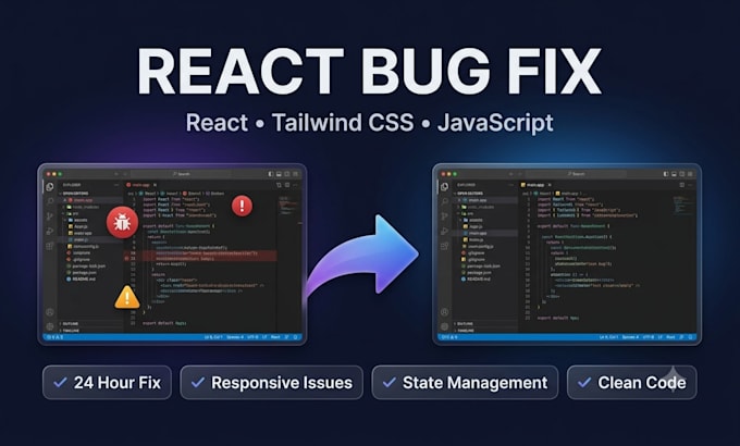 fix react bugs and tailwind CSS issues fast