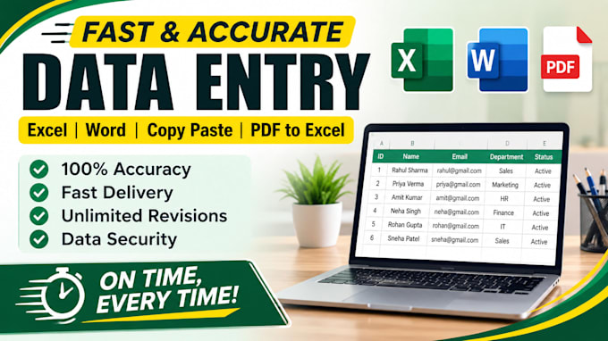 do fast and accurate excel data entry and copy paste work
