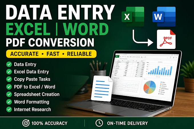 do data entry, excel data entry, copy paste, and PDF conversion