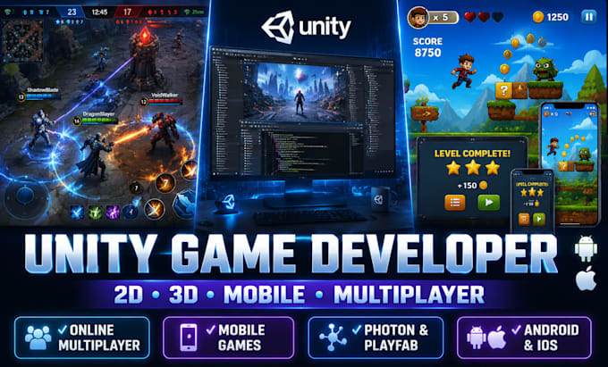 develop 2d,3d online multiplayer game, mobile game app developer in unity