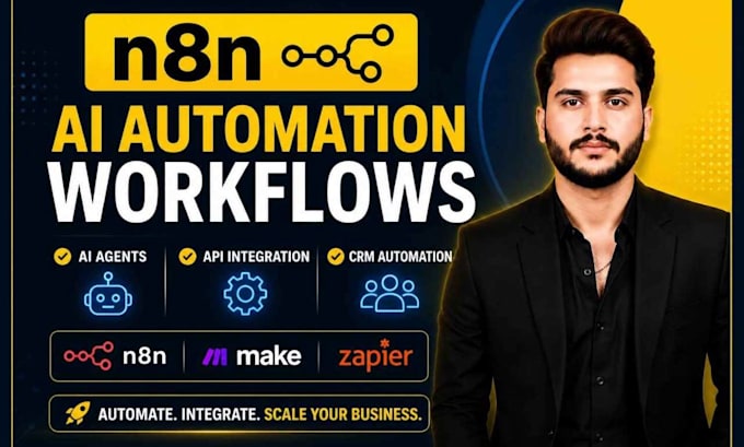build ai automation workflows using n8n, make, and zapier workflow