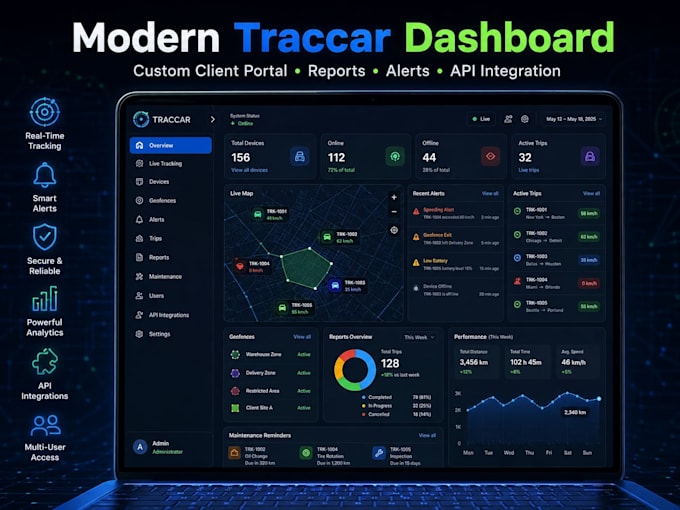 build a custom traccar gps dashboard and client portal