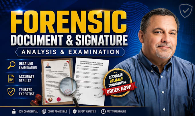 do forensic document, signature matching analysis, examination with report
