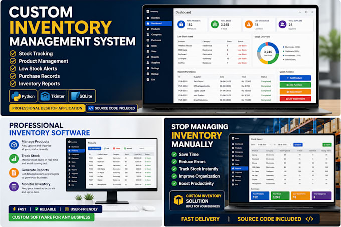 develop a custom inventory management system in python