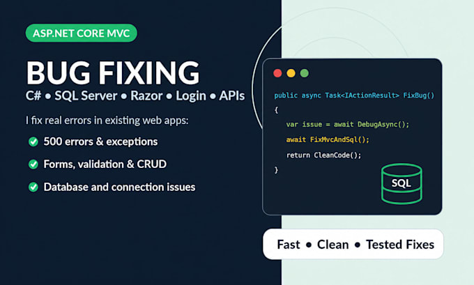asp dot net core mvc bugs and errors