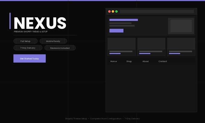 set up a professional shopify store with nexus theme