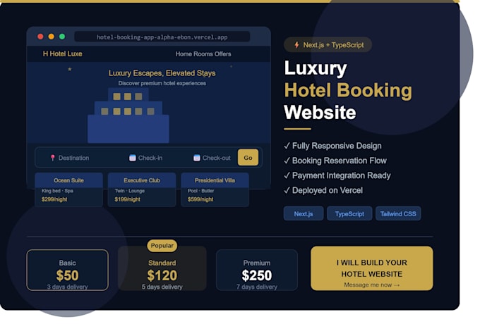 create a luxury hotel booking website