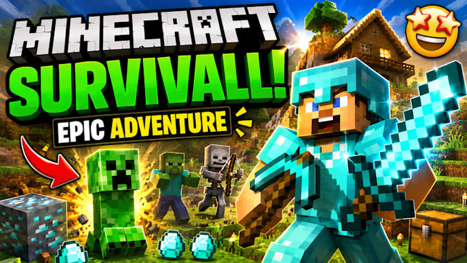 design professional minecraft youtube thumbnails