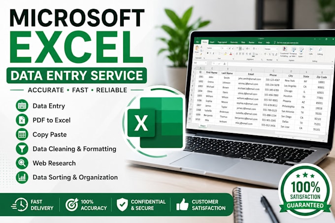 do data entry, excel data cleaning, and formatting, convert PDF to exce
