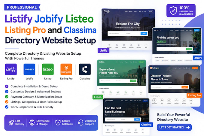do listify jobify listeo listing pro and classima directory website setup