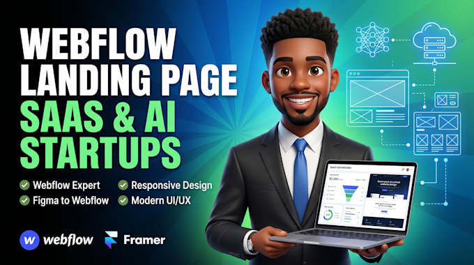 design a webflow landing page or develop a webflow website for saas ai startup