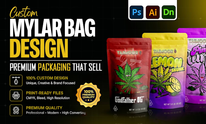 design premium custom mylar bag packaging and pouch design