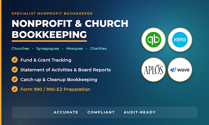 do nonprofit and church bookkeeping and form 990 prep