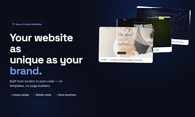 build a unique handcoded website with zero page builders