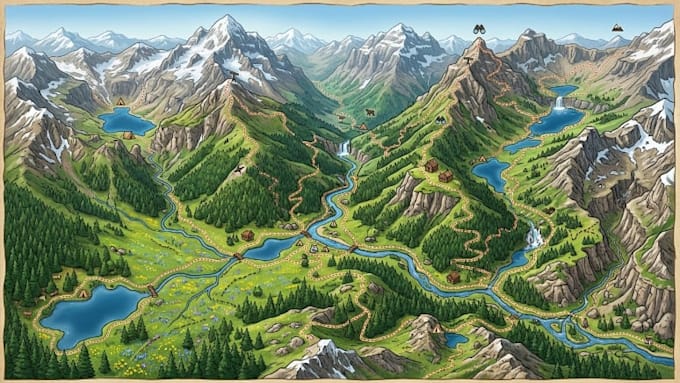do adventure map illustration, children map, pirate map, treasure and hiking map