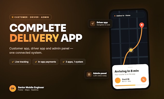 build a full delivery app with customer driver and admin panel