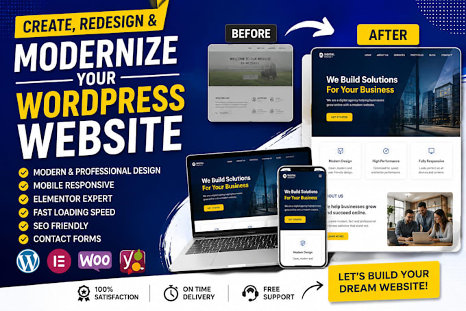 create, redesign, or modernize your wordpress website