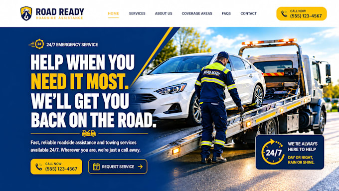 design wix roadside assistance towing emergency service website