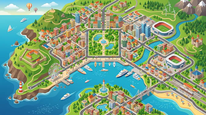 design illustrated maps, location maps, city maps, tourist maps and vector map