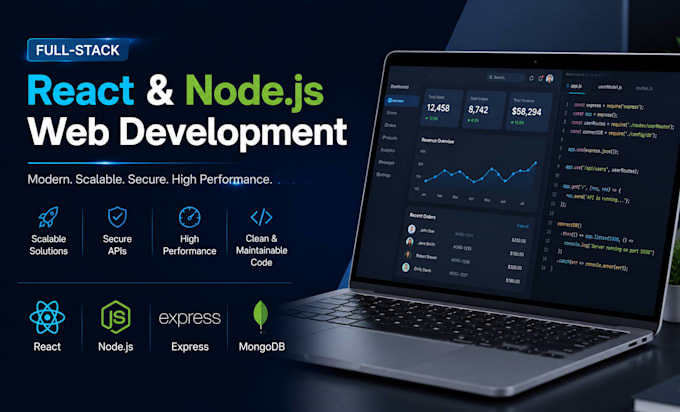 build custom scalable and secure full stack web application in react node js